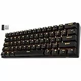 RK ROYAL KLUDGE RK61 Mechanische Gaming-Tastatur, kabellos, 60%, ultrakompakt, mit blauem Clicky-Schalter, kompatibel für die Verbindung mit Mehreren Geräten, Programmable Software, US QWERTY