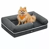 Feandrea Orthopädisches Hundebett, Hundekissen, Hundekorb, weiche Polsterung, Hundesofa, erhöhte Ränder, Bezug abnehmbar und waschbar, 76 x 51 x 18 cm, rutschfeste Unterseite, dunkelgrau PGW074G01V1