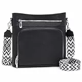 Atgbiem Handtasche Damen Mittelgroß Umhängetasche Vegan Leder Taschen Damen Crossbody mit Geldbörsenfunktion Schwarz