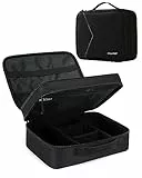 bagsmart Kabeltasche, Doppelte Schichte Elektronik Organizer Reise Elektronische Tasche für Kabel, Ladegerät, Ipad, Ipad Air, Tablet bis zu 10.5 Zoll, Adapter, Maus, SD Karten (Schwarz 1)