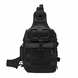 HUNTVP Taktisch Schultertasche Militär Brusttasche Wasserdicht Sling Rucksack Crossbody Bag Multifunktion mit Verstellbar Schultergurt für Sport Angeln Outdoor, Schwarz