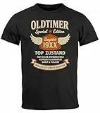 MoonWorks® Herren T-Shirt Geburtstag Oldtimer Special Edition Design Spruch Lustig Top Zustand Geschenk für Männer Schwarz XL