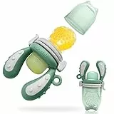 KIDSME Fruchtsauger Baby ab 4-24 Monate/Kleinkind, Baby Silikon Schnuller/Beißring für Obst Gemüse Brei, Babynahrung Feeder mit doppelte Kapazität - BPA frei (L2), Grün, L