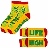 MIJOMA Stoppersocken mit Spruch-ABS-Sohle, Stoppsocken mit Anti-Rutschmotiv, Rennsocke, Baumwollmix, Griffigkeit & Komfort. (DE/NL/SE/PL, Alphanumerisch, Einheitsgröße, Regular, Regular, High Life)