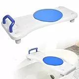 Suusolny Badewannensitz Senioren Badewannenbrett zum Sitzen Verstellbar 41-63cm Sitzbrett Wannenbrett Badewanne Brett Seifenablage & ergonomischer Griff 150KG - Blau Griff + Drehscheibe