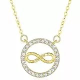LAVUMO Ketten Damen Sterling Silber Rosegold Gold Halskette Unendliche Liebe Schmuck Geschenke für Frauen MaMa Freundin an Geburtstags Weihnachten Valentinstag (Gold)