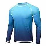 Huayuzh Rashguard Herren Schwimmen Langarmshirt Schwimm Tshirt Schnelltrocknend Atmungsaktiv Surfen Angeln Wandern Top Verlaufsfarbe Blau M