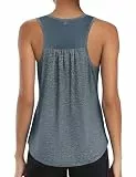 Wayleb Sport Shirts für Damen Workout Fitness Locker Yoga Tank Top Baumwolle Pilates Netzrücken Yoga Oberteil S-3XL