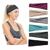 Lyneun 6 Stück Sport Stirnband Damen, Breite Haarband Damen, Cross Haarbänder, Elastisch Verdreht stirnbänder Yoga Haarbandfür Fahrrad, Sport, Fitness, Laufen, Yoga