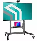 ONKRON TV Ständer rollbar für 50-100 Zoll Fernseher, max Last 130 kg, TV Wagen höhenverstellbar, neigbar, max VESA 1000x600, professioneller Fernsehständer mit Rollen, Ablage Schwarz TS1991-B