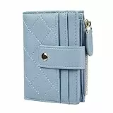 Cynure Damen Niedlich Leder Kartenhalter Kleine Kompakte Bifold Geldbörse mit Reißverschluss Münzfach, Blau, Einheitsgröße, Casua