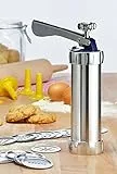 Gravidus Gebäckpresse Aluminium mit 20 Aufsätzen und 4 Spritztüllen für präzises Backen und kreative Verzierung, einstellbare Teigmenge