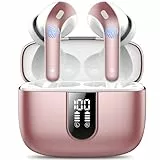 Bluetooth Kopfhörer, In Ear Kopfhörer Kabellos Bluetooth 5.3 mit 50H Tiefer Bass, 2024 Neue Kabellose Kopfhörer Noise Cancelling Earbuds mit 4 ENC Mic, IPX7 Wasserdicht Ohrhörer, Roségold