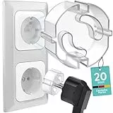 Homery Kindersicherung Steckdose 20 Stück - Steckdosen Kindersicherung ohne Kleben, Steckdosenschutz Baby, Steckdosensicherung Kinder, Steckdosenabdeckung Kinderschutz, Steckerschutz