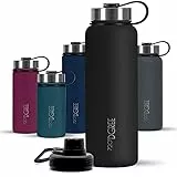 720°DGREE Edelstahl Trinkflasche 1200ml “noLimit” - Auslaufsicher, Kohlensäure geeignet, BPA-Frei - Thermosflasche, Isolierflasche mit Schraubverschluss für Sport, Fitness, Outdoor +Gratis Sportdeckel