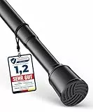 MEISENBERG Gardinenstange zum Klemmen 120-170cm, Schwarz, Ø 32 mm, Spannstange ohne Bohren - Klemmstange für Vorhänge, Dusche, Türöffnungen und Kleiderschrank