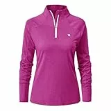 donhobo Sport Langarmshirt Damen Laufshirt Langarm Sporttop mit 1/4 Reißverschluss Sweatshirt Running Long Sleeve T-Shirt (Dunkles Rosenrot, XXL)