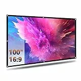 Lisowod 16:9 HD Faltbarer Beamer Leinwand 100 Zoll, Anti-Falten Doppelseitige Projector Screen, Tragbarer Projektor Leinwand für Zuhause, Schule, Treffen