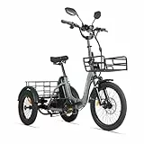 cysum AG1 PRO E-Bike Dreirad für Erwachsene, 16 Zoll faltbares Elektro Dreirad für Herren und Damen, 3 Rad Elektrofahrrad mit 48V 20Ah Lithium Akku, 80 Nm Drehmoment, Geschwindigkeitsdifferenzial