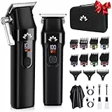 Suttik Haarschneider für Männer Schnurloser Haartrimmer Bartschneider Professioneller T-Klingen-Trimmer Wiederaufladbares USB-Haarschneide- und Pflegeset Barbierscheren-Set LED-Anzeige