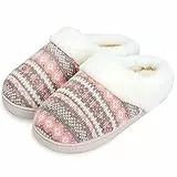 AONEGOLD Hausschuhe Damen Winter Warme Plüsch Pantoffeln Bequem Memory Foam Slippers Unisex Indoor Outdoor rutschfeste Slippers(Rosa,Größe 36-37)