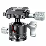 Koolehaoda Low Profile Kugelkopf,Panorama Stativkopf 360° drehbar mit 1/4' Schraube Schnellwechselplatte für DSLR-Kameras, Stativ, Einbeinstativ, Max. Belastung 10kg