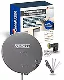 SCHWAIGER Satellitenschüssel Komplettset - Ø 88 cm Aluminium Offset Antenne in Anthrazit - Inkl. Quad LNB 4-Fach - Digital HD & 4K Empfang - Integrierte Kabelführung & wetterfest