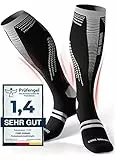 CORE GORIMO – Kompressionsstrümpfe Sport – Atmungsaktiv mit Anti-Blasen Schutz – Optimale Unterstützung beim Laufen und Joggen für Damen und Herren (schwarz/weiß, 35-38)