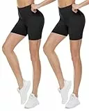 Missluck 2er Pack Radlerhose Damen Sommer Shorts High Waist Kurze Sporthose Elastisch Leggings Blickdicht Unterhosen Bauchweg Hotpants für Gym Yoga Sport