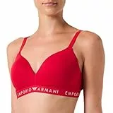 Emporio Armani Damen Iconic Logoband Padded Triangle Bra Gepolsterter BH, Rosso LACCA, S