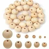 Febsow Natur Holzkugeln zum Auffädeln 50 Stück, 30mm Holzperlen Natur für Makramee, Holzkugeln mit Loch, Holzperlen Rund für DIY Bastelarbeiten Dekorationen, Schmuck Armband Halskette, Glückswürmchen