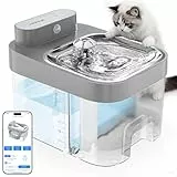 HAPAW Katzenbrunnen mit App-Überwachung & Abwassertrennung – 5000mAh Akku & Netzbetrieb, 3L/101oz Smarter kabelloser Trinkautomat für Katzen, 2,4GHz Wi-Fi-Verbindung, Einfache Reinigung, Grau