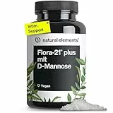 natural elements Flora-21® Plus mit D-Mannose – Pulver (90 Gramm) zum Auflösen in Wasser – 4 Laktobakterien-Stämme – 4 Mrd. KBE – mit Dosierlöffel – vegan, hochdosiert, ohne unnötige Zusätze