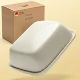 DEKAZIA® Butterdose Keramik mit Deckel Grau Beige - Handgemachtes Scandi Design mit Reaktiver Glasur - Spülmaschinenfeste Steingut Butter Dose für 250g Modern