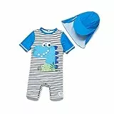 BONVERANO Baby Junge EIN stück Kurzärmel-Kleidung UV-Schutz 50+ Badeanzug MIT Einem Reißverschluss (Dinosaurier, 3-6)