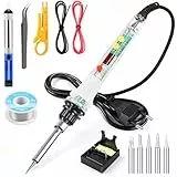 OneAmg Lötkolben Set 80W, Elektronik Lötkolben mit Digitalanzeige, Einstellbare Temperatur 180-500°C, 5 Lötspitzen, Entlötpumpe, Lötkolbenständer, Pinzette, Lötset für Elektro- & Elektronikarbeiten