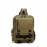 Sechunk Segeltuch Rucksack Messenger Bag Sling Bag Cross Body Bag Umhängetasche für Männer Frauen, (Armee Grün, L)