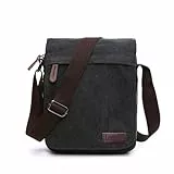 LOSMILE Herren Umhängetaschen, Leinwand Schultertaschen für Tablets,Schulranzen, für Schule und Arbeits,für Männer und Frauen (M-Schwarz)