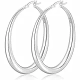 PABBEU Ohrringe Silber 925 Creolen Hypoallergen Klobig Creolen Silber Groß Dick Creolen Ohrringe Leichte Silber Ohrringe Damen Mädchen 35/40/50MM
