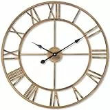 SkyNature Wanduhr Große, Europäische Industrie Vintage Wanduhr mit Römischen Ziffern, Leise Ohne Tickgeräusche Metall Wanduhr, Dekor Wanduhr für Wohnzimmer, Küche, Schlafzimmer, Büro - Bronze, 35cm