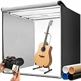 DUCLUS Professioneller Fotobox 100 cm Großer Photobox Tent,10500 LM LED-Leuchten mit Hohem CRI 96/Stufenlose Dimming/360° Einstellbare Lichtpaneele/4 Matte PP-Hintergründe für Produktfotografie