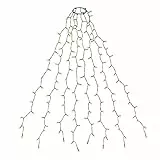 SALCAR 1,5m Weihnachtsbaum Lichterkette mit Ring und 8 Girlanden, 200er LED Christbaumbeleuchtung für 90cm bis 150cm Tannenbaum, Warmweiß