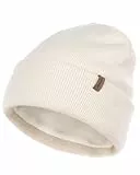 FURTALK Classic Beanie mit weiches Thermisches Polarfleece-Futter Unisex Strickmütze Warm Wintermütze für Herren & Damen Beige