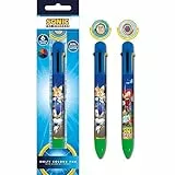 Pyramid Europe Sonic the Hedgehog Stift mehrfarbig (Sonic der Igel) Multi-Color Kugelschreiber 6-farbig mit drehendem Topper - Offizielles Lizenzprodukt