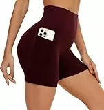 AMIYOYO Kurze Sporthose Damen mit Handytasche High Waist Radlerhose Blickdicht Sport Shorts Kurze Leggings Bauchweg Unterhosen Yoga Gym für Sommer
