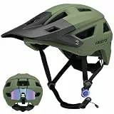 Favoto Rennradhelm Mountainbike mit Schirm Leicht - Doppelte Technologie Inmould MTB Helm für Herren Damen Fahrradhelm M(54-58cm) Armeegrün