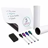 Amazon Basics Magnetische, trocken abwischbare Whiteboard-Folie, 20,3 cm x 30,5 cm, 3 Stück, 1er-Pack, Weiß