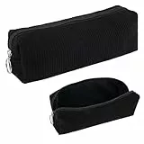 Deepton Federmäppchen Cord, Stifte Mäppchen Mädchen, Schwarz Aesthetic Pencil Case Girl Adults, Schlamppermäppchen Damen, Federtasche Erwachsene Federmappe für Schule, Büro