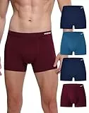 INNERSY Retroshorts für Herren Boxershorts Männer Unterhosen ohne Eingriff Unterwäsche 4er Pack (M, Weinrot/2 Marineblau/Blau)