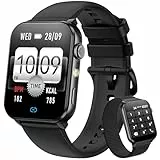 Blackview Smartwatch Herren Damen, Bluetooth-Anrufe/LED-Leuchten/2 Armbänder (Silikon/Nylon), Sportuhr mit Puls-Schlaf-Schritte-Kalorien-Kilometer-Monitor, 350mAh (6+ Tage), Fitnessuhr für Android iOS